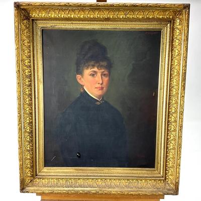 1916 Antique Oil Portrait of a Lady 1882 by P. Koch