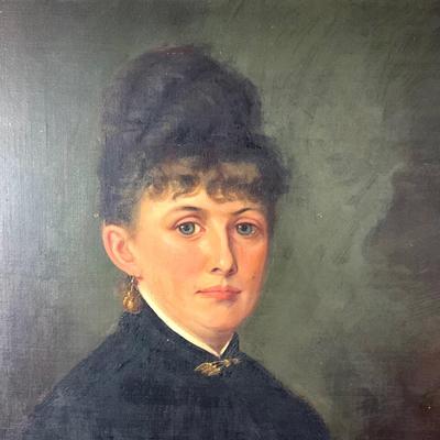 1916 Antique Oil Portrait of a Lady 1882 by P. Koch
