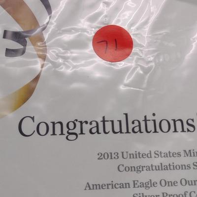 2013 U.S. Mint Silver Eagle Proof Coin in Gift Packet (#71)