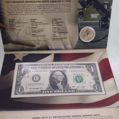 2016 United States Mint Code Talkers $1 Coin and Currency Set (#74)