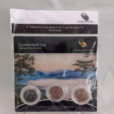 2016 America the Beautiful Cumberland Gap 3-Coin Quarter Set Proof and Uncirculated in Sealed Packet (#77)