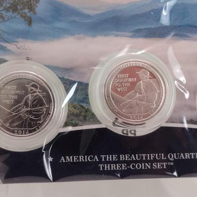 2016 America the Beautiful Cumberland Gap 3-Coin Quarter Set Proof and Uncirculated in Sealed Packet (#79)