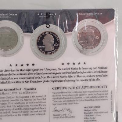 2016 America the Beautiful Yellowstone 3-Coin Quarter Set Proof and Uncirculated in Sealed Packet (#80)