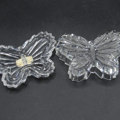 Crystal Zajecar Made in Yugoslavia 24% Lead Crystal Glass Butterfly Trinket Box