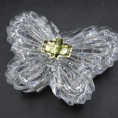Crystal Zajecar Made in Yugoslavia 24% Lead Crystal Glass Butterfly Trinket Box