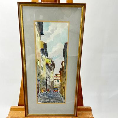 1920 Italian Streetscape Watercolor Florence, Italy