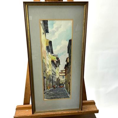 1920 Italian Streetscape Watercolor Florence, Italy