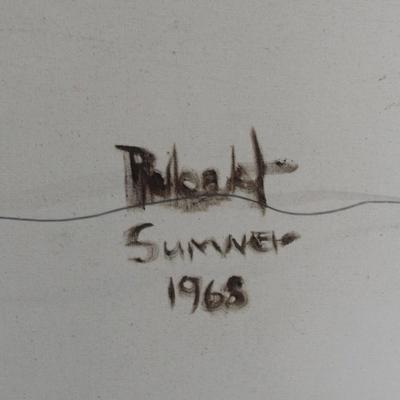 Large Original Vintage 1968 Oil Abstract Modernist Painting signed Robert Sumner