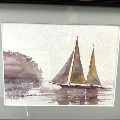 1923 Watercolor Boat Painting "Pushing to Get Home" LOCAL ARTIST Bill Younger