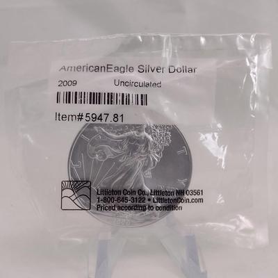 2009 Amercian Eagle Silver Dollar Uncirculated in Littleton Co. Sealed Packet (#100)