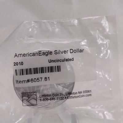 2010 Amercian Eagle Silver Dollar Uncirculated in Littleton Co. Sealed Packet (#101)