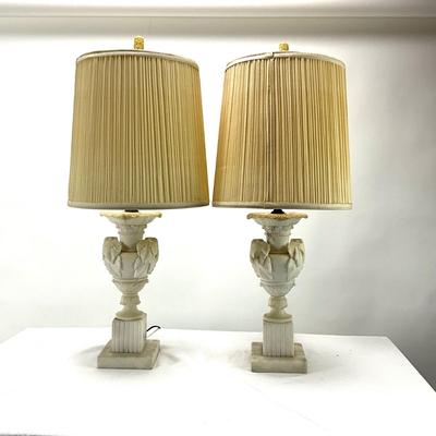 1931 Vintage Pair of Italian Alabaster Lamps