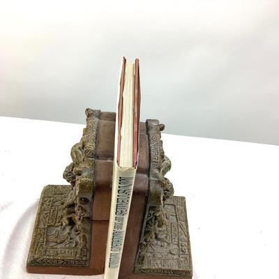 1936 Mayan Aztec Alter Offering Sculpture Bookends