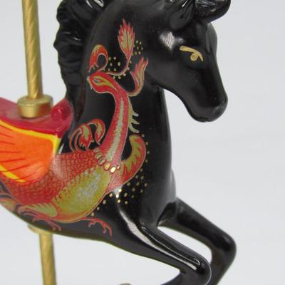 Franklin Mint Russian Lacquer Retro Ornate Design Black Carousel Horse Figurine