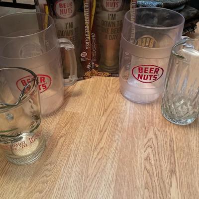 2 Beer nuts glasses & pitchers
