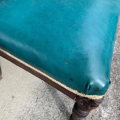 Set of Six Antique Carved Wood Teal Chairs (G-HS)