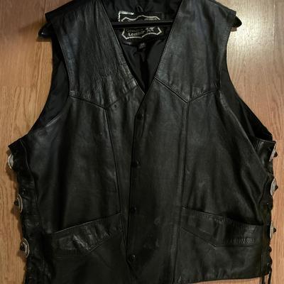 2 leather vests with HD patches on the back