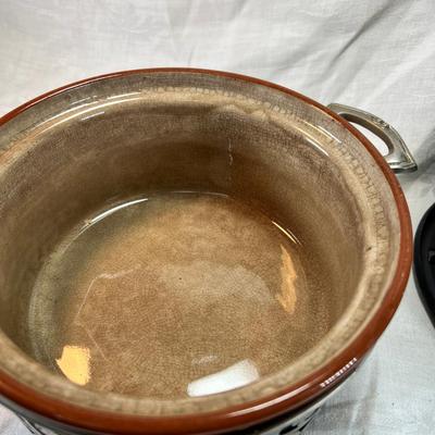 Unused vintage 1970s fondue pot with skewers
