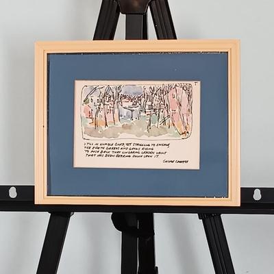 LOT 17MB: NJ Artist (Vineland) George Cheety, Signed Watercolor/Poetry Artwork. (Includes unique letter & drawing)