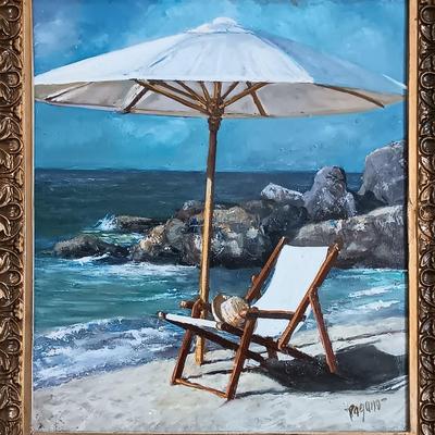 LOT 28MB: Signed Pagano Painting, Beach Scene