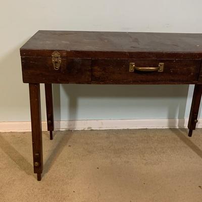 LOT 67M: Vintage Rustic Worktable w/Drawer & Adjustable Legs