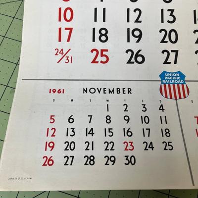 1962 Vintage Union Pacific Railroad Calendar