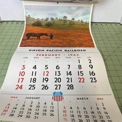 1963 Vintage Union Pacific Railroad Calendar