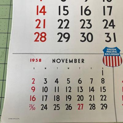 1959 Vintage Union Pacific Railroad Calendar