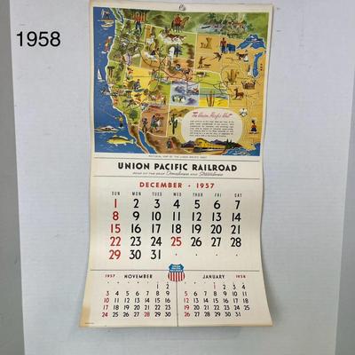 1958 Vintage Union Pacific Railroad Calendar