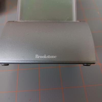 Brookstone Alarm Clock, Lavender Heat Pad, and Tissue Box
