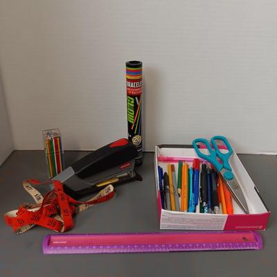 Ruler, Measuring Tape, Stapler Scissors, Pens & Pencils, Glow Bracelets
