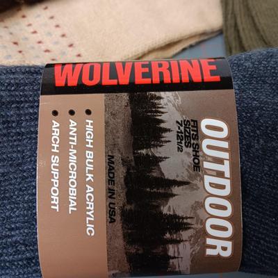 Wolverine Outdoor Socks, Leg Warmers, Trapper Hat (size 6), and Scarf