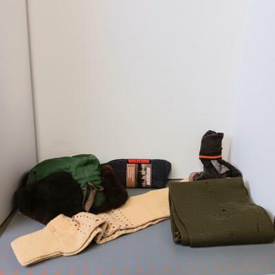 Wolverine Outdoor Socks, Leg Warmers, Trapper Hat (size 6), and Scarf