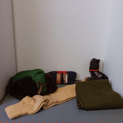 Wolverine Outdoor Socks, Leg Warmers, Trapper Hat (size 6), and Scarf
