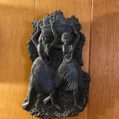 Lava Rock Carving Hawaiian Ladies Wall Art