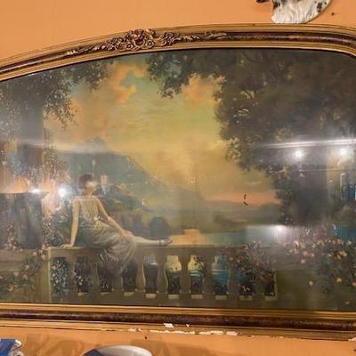 Antique Litho Print 30 inches across " Sunset Dreams" by R Atkinson Fox 