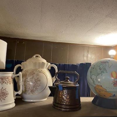 Macoy Teapot Cookie Jar  Sesame St Table gglobe Victorian dual handle porcelain large container and lid