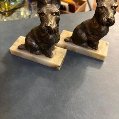 Vtg Scotties Brass and Marble book ends