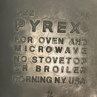 Group of mugs and Pyrex bowl