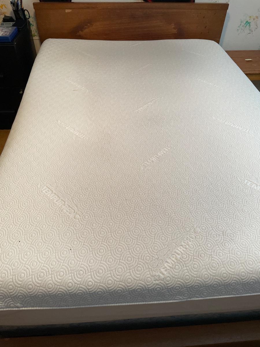 Full temperpedic mattress, box spring and frame