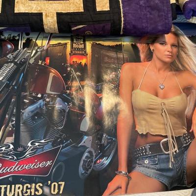 Sturgis posters & tin with beads