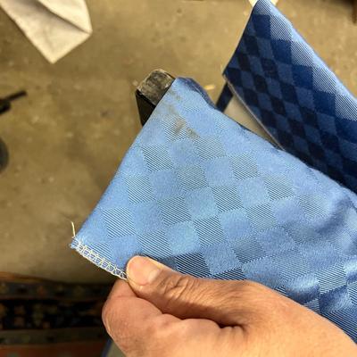 1949 Pair of Beautiful LANE VENTURE Diamond Jacquard Upholstered Blue Fabric