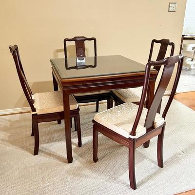Solid Wood Mahogany Table & Four (4) Chairs