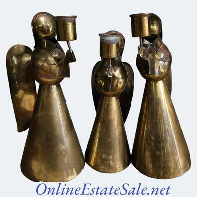BRASS ANGEL CANDLE HOLDERS