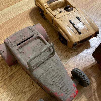 Vintage truck, wood car and sports car