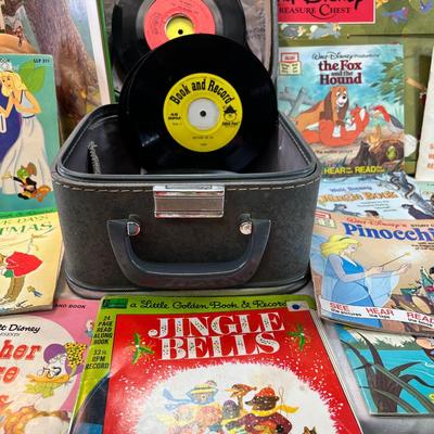 Children's 45 Vinyl records and books
