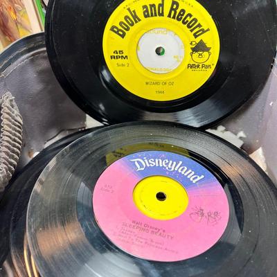 Children's 45 Vinyl records and books