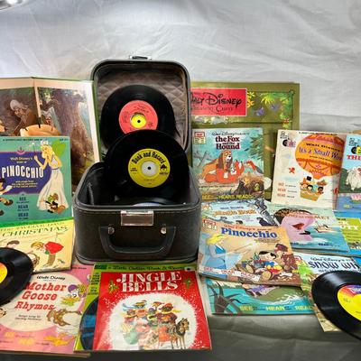 Children's 45 Vinyl records and books