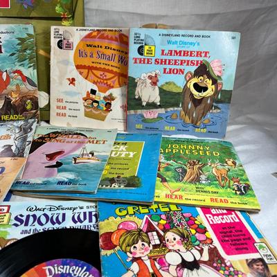 Children's 45 Vinyl records and books