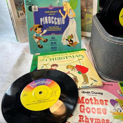 Children's 45 Vinyl records and books